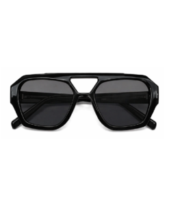 ARUBA unisex solbrille med mørke glas og sort stel.