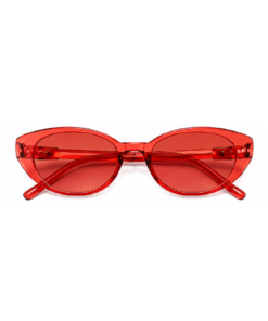 Rød transparent frame med maksimal attitude og statement look.