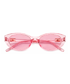 Transparent pink version med playful Y2K vibes og cool fashion feel.